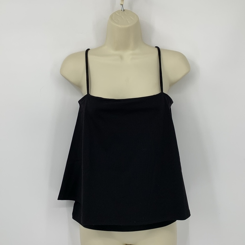 Susana Monaco layered tank top blouse shirt jersey knit black flowy new Small